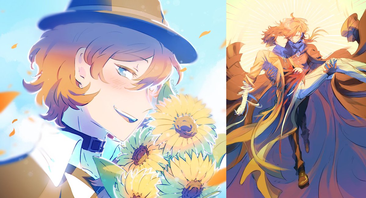 Azuminkun's tweet image. I have very talented friends so I'll introduce them to you because I really thing they deserve more love!

I'll begin with @Esmiara1 who was tabling with me at Japan Expo! She loves Bungou stray dogs and draw a lot of colorful swoosh swoosh!