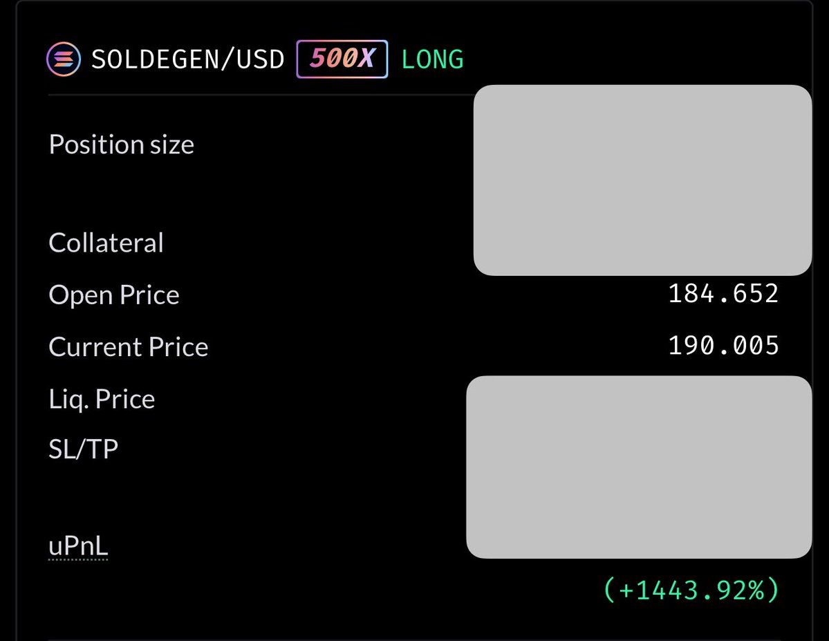 SteaksInSpace's tweet image. Back at it again with another face melting 500X #SOL trade on @GainsNetwork_io
Getting to enough available capital for proper positioning at 500X has been BRUTAL 💀. Thankfully didn’t give up. I want a good life for my family.
This cycle is the exit strategy.