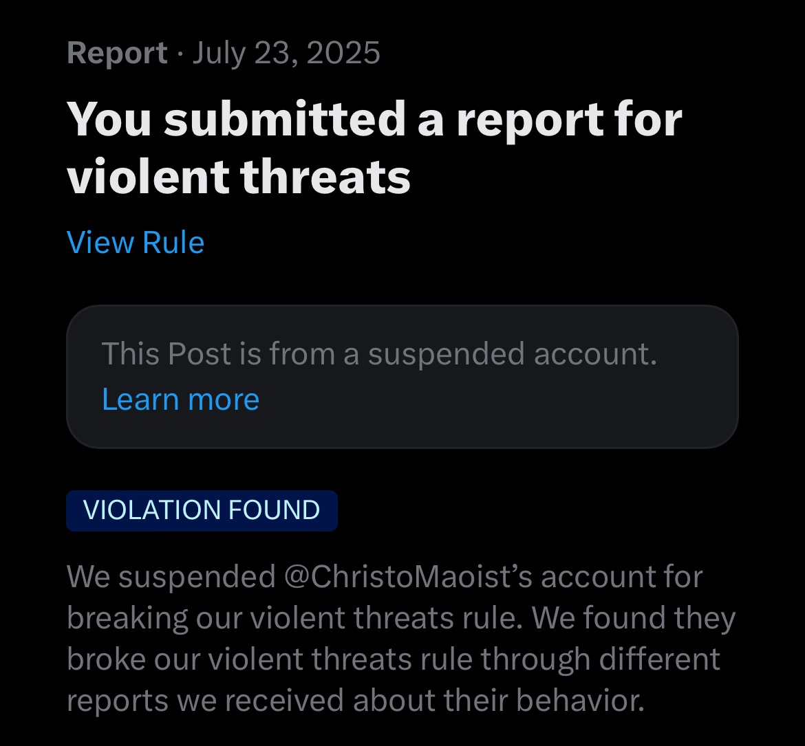 zipthwung's tweet image. Abusive behavior and violent threats! Boom!