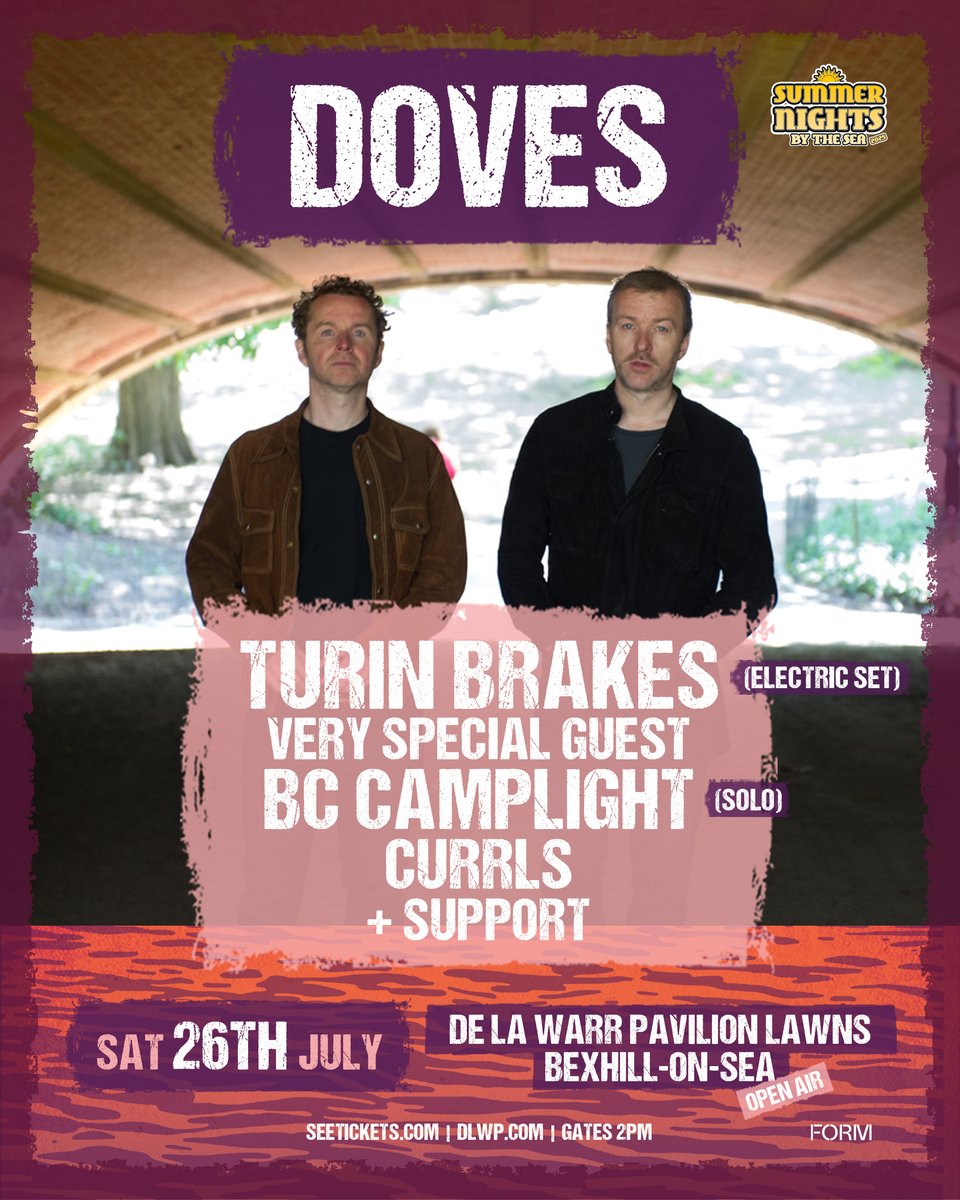SummernightsBOS's tweet photo. Who joined us at De La Warr this weekend for our first Summer Nights By The Sea event? We’re gearing up to do it all again this weekend, where we’ll be joined by @dovesmusicblog, @turinbrakes, @bccamplight, @currlsband and Kay Iris !

Tickets available at: https://t.co/LnqApqB10c https://t.co/aFbGNRAwxv