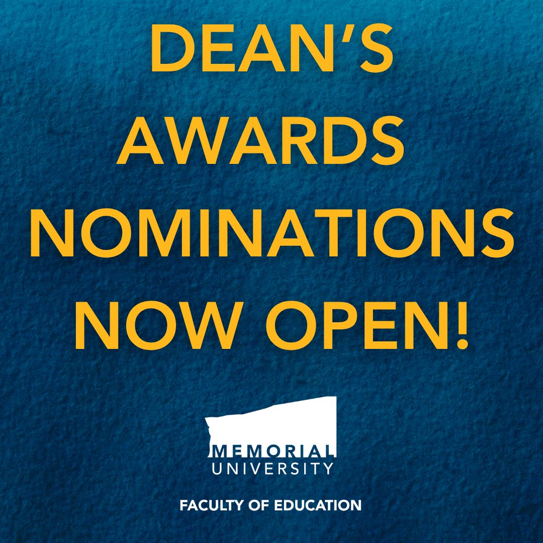 MUNEducation's tweet photo. Honour excellence in the Faculty of Education! Recognize faculty teaching, research, service, and excellent staff service with a nomination for the 2024-2025 Dean's Awards.

Learn more:
https://t.co/A3Xx2uuNPh https://t.co/f7U2E6pcYq