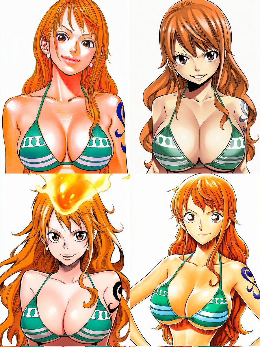 Nami in different anime styles 🧡