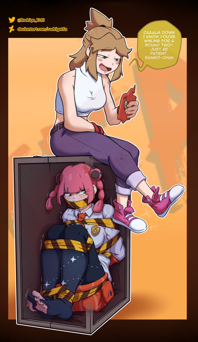 Commissioned by <a href="/ninman_r/">Ninman42</a> 

Sango just discovered that if you play with fire you end up... being tied and locked up? Well, Zena has her own methods, we are not here to judge. Now Sango will have a secure trip.

#ArtistOnTwitter #nsfwart #OC #bondage #feet