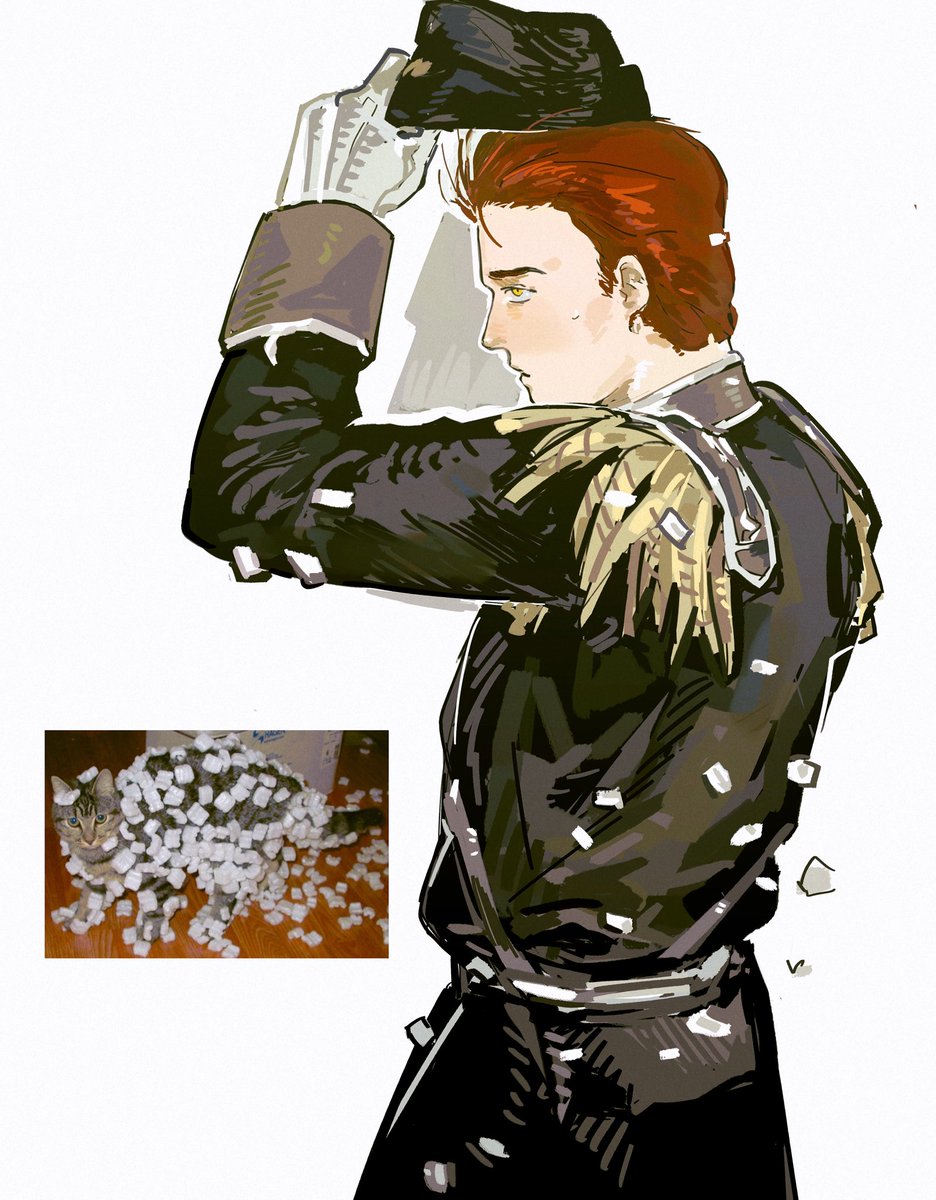 nordicpuff_'s tweet image. 紅貓大戰碎紙機