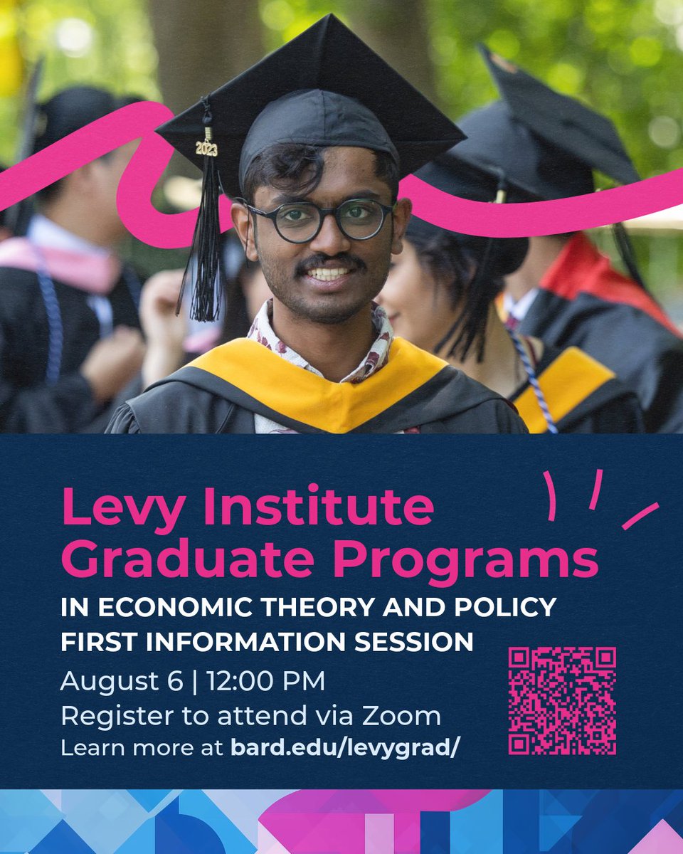 LevyEcon's tweet image. Thinking about graduate school in economics? The Levy Institute programs in economic theory and policy may be just the transformative experience you're looking for.
Learn more, August 6th at our first information session of the 2025 application cycle.
connect.bard.edu/register/LevyG…