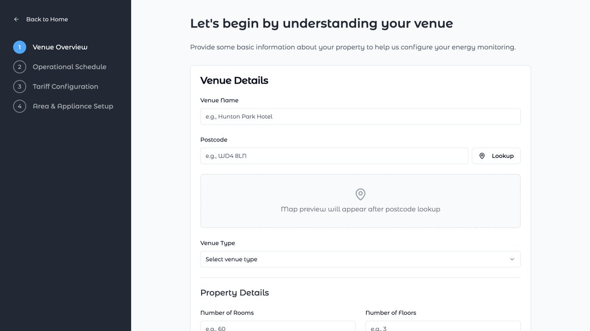 Into the build of energy-i.ai this week 🚧

Spent too long tweaking the landing page, now focusing on a clickable prototype (no backend) for user testing and outreach.

Main goal: find pilot sites (hotels, B&amp;Bs) to validate energy usage capture. First site went cold,