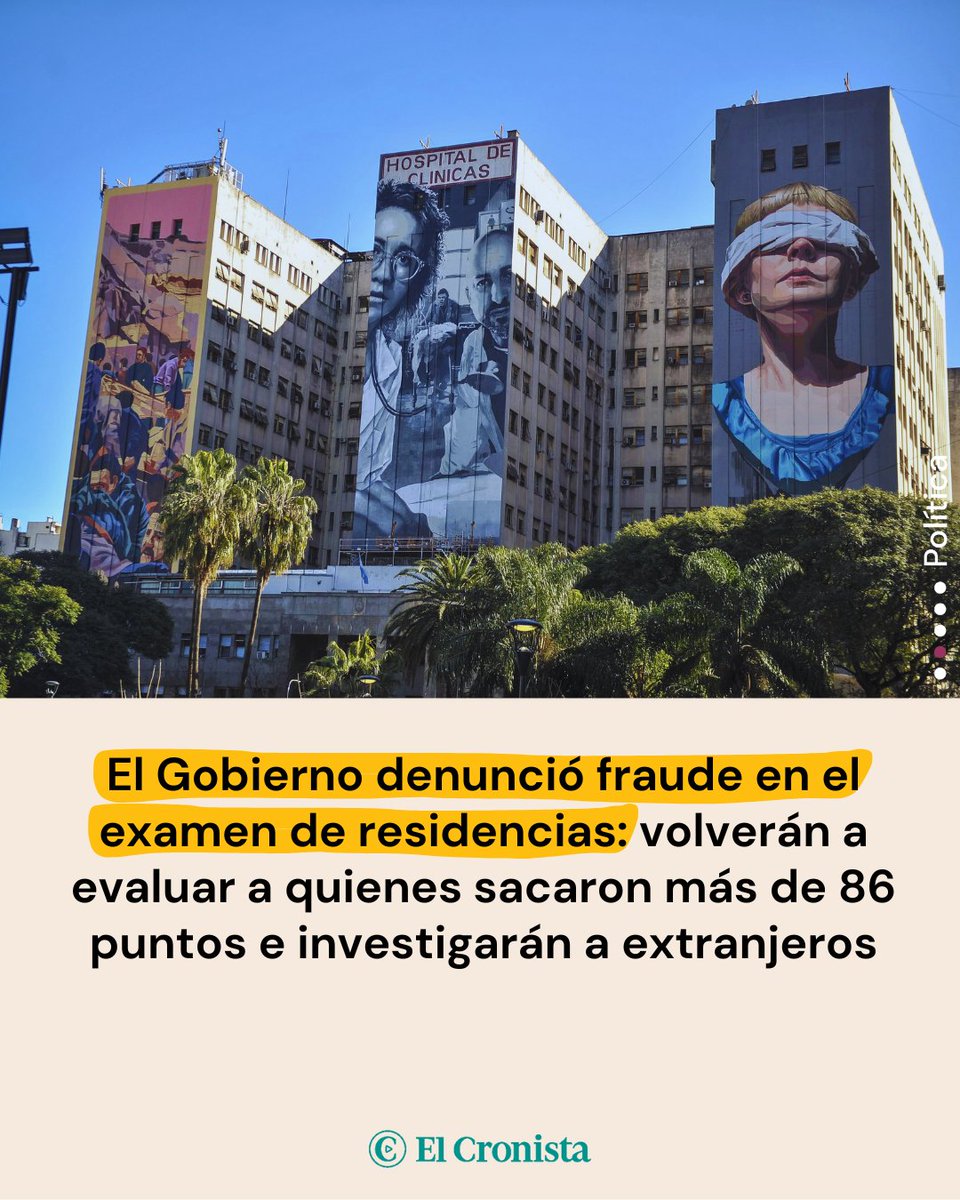 Cronistacom's tweet photo. Luego de las sospechas por supuesto fraude e irregularidades en más de 200 exámenes de residencias, la mayoría de estudiantes extranjeros, el vocero presidencial, Manuel Adorni, confirmó que se retrasará la publicación del órden de méritos y todos los postulantes que obtuvieron más de 86 puntos sobre 100 deberán volver a rendir el examen.

"La medida alcanza a 268 postulantes, de los cuales 149 poseen títulos habilitantes de universidades extranjeras", expresó el vocero, que además confirmó que la Dirección Nacional de Migraciones está contrastando los datos de las personas extranjeras que rindieron para detectar otras posibles irregularidades.

¿Qué opinás? ¡Contanos!