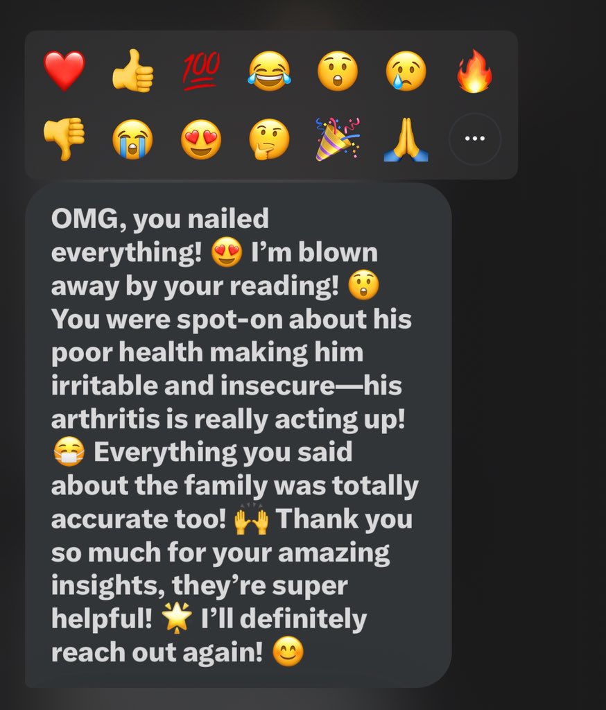 Spiritualrealm0's tweet image. ✉️Dm For Private Readings, Spiritual guidance/Strong❤️reading and spell for him/her to get back your love ones 💪Take What Resonates🪬Leave The Rest, Take With Love🤍Roles Can Be Reversed🔁🤍Add For Affirmation🤍
Limited slots available daily🔮🌈⚡️