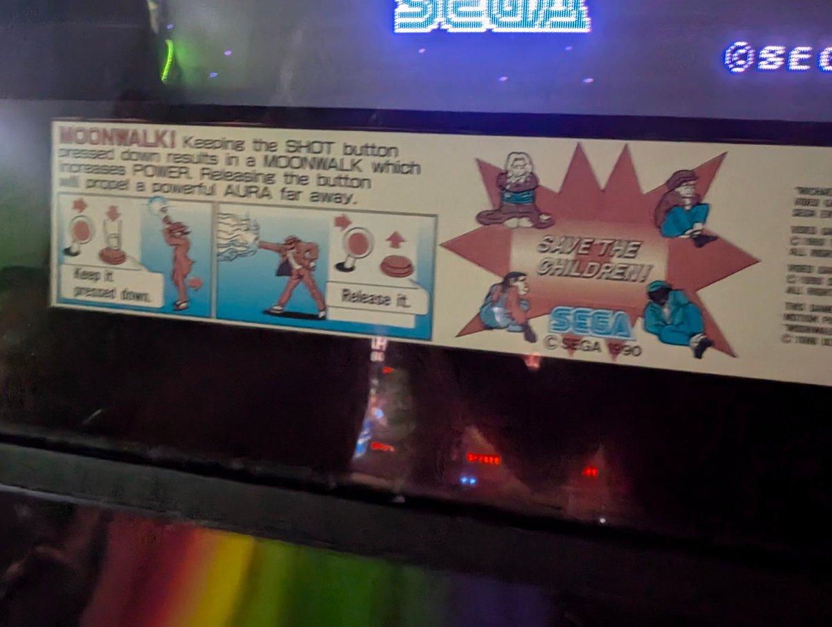 funplings's tweet image. apparently there was a michael jackson arcade game where you could shoot lightning bolts from your finger tips and your goal was to... uh... save the children