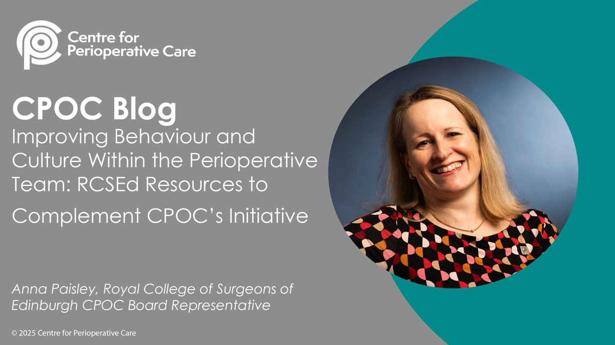 Centre for Perioperative Care (@cpoc_news) on Twitter photo Yesterday we launched our suite on resources on Improving Behaviours in Perioperative Care.
Read our latest blog from <a href="/RCSEd/">The Royal College of Surgeons of Edinburgh</a> CPOC Board Representative Anna Paisley on RCSEd Resources to Complement our Initiative.
Read here: shorturl.at/mrbvI Yesterday we launched our suite on resources on Improving Behaviours in Perioperative Care.
Read our latest blog from <a href="/RCSEd/">The Royal College of Surgeons of Edinburgh</a> CPOC Board Representative Anna Paisley on RCSEd Resources to Complement our Initiative.
Read here: shorturl.at/mrbvI