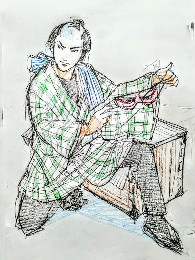 sim_kyrm's tweet image. #片膝立てポーズを上げたら皆も上げてくれる
百眼の米吉さん。
江戸時代の歯磨き売りの人。目鬘(目かづら)というマスクを使って一人芝居をしながら江戸で商いをした人。当時大変な人気者だったらしく、この人の浮世絵は沢山あります。