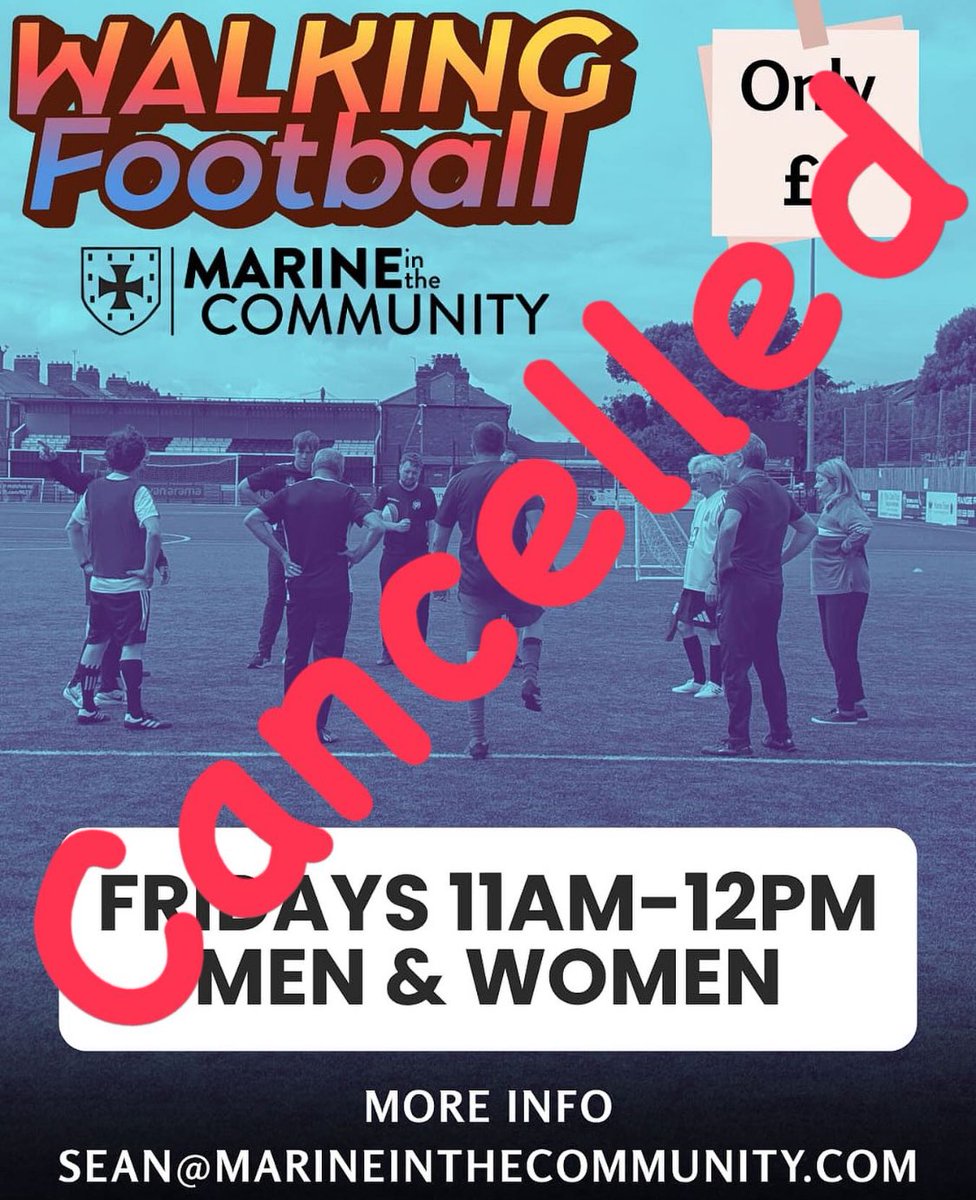 CommunityMarine's tweet image. Unfortunately walking football in cancelled this week. See you all in September