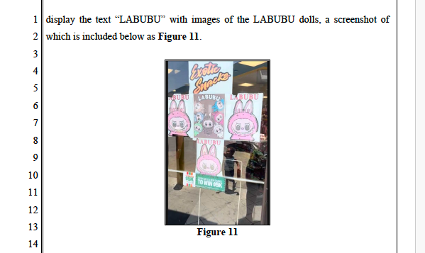 SneakerLegal's tweet image. Use of the Labubu name and images in advertising and marketing counterfeits could cause issues