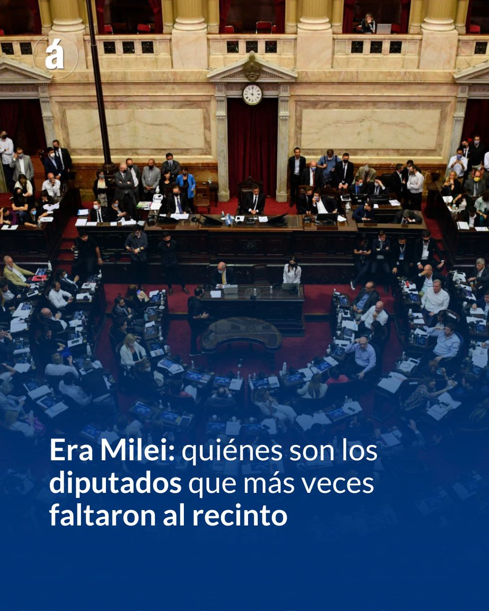 Ámbito Financiero (@ambitocom) on Twitter photo ❌ Desde que Milei desembarcó en la Casa Rosada, se produjeron 231 votaciones en la Cámara que preside Martín Menem. Un informe reveló quiénes tuvieron asistencia perfecta y cómo está compuesto el podio de los ausentes | Por <a href="/ddeurieta/">Déborah de Urieta</a>✍️ | Conocé más: tinyurl.com/4nwajjm5 ❌ Desde que Milei desembarcó en la Casa Rosada, se produjeron 231 votaciones en la Cámara que preside Martín Menem. Un informe reveló quiénes tuvieron asistencia perfecta y cómo está compuesto el podio de los ausentes | Por <a href="/ddeurieta/">Déborah de Urieta</a>✍️ | Conocé más: tinyurl.com/4nwajjm5