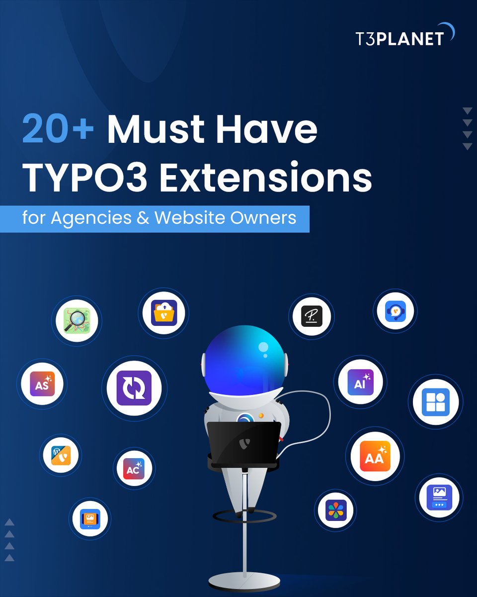 t3planet's tweet image. 🚀 Want to supercharge your TYPO3 website? We’ve listed 20+ TYPO3 Extensions that every agency and website owner should use!

All in one list — ready for you to explore.🗃️ 

👉 Read now: t3planet.de/en/blog/best-t…

#TYPO3 #TYPO3Extensions #TYPO3Plugins #T3Planet #TYPO3Extension