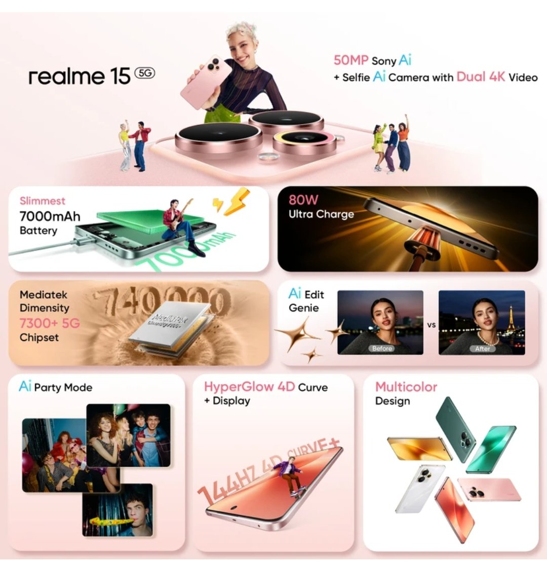 Realme 15 Pro 5G And Realme 15 Launched In India With AI Edit Genie, 50MP Cameras, And 7000mAh Battery