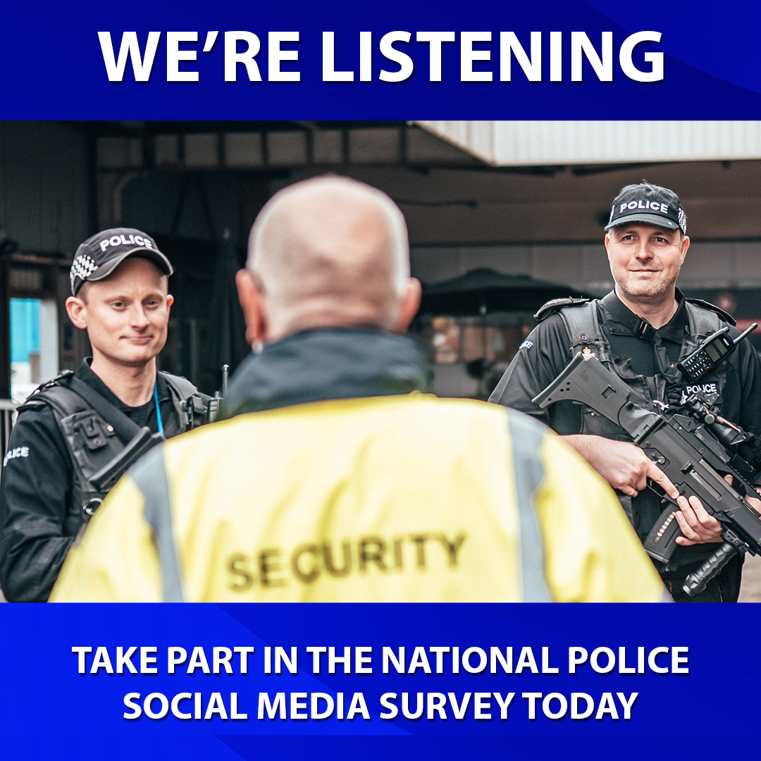 nuclearpolice's tweet image. We'd like to know what you want and need from us through social media.
We're running this survey supported by @PoliceChiefs and we'll use what you tell us to improve our services.
You need to be 16+ to complete the survey.
It'll take about 5 minutes.
policeuksurvey.com/socialmedia2025