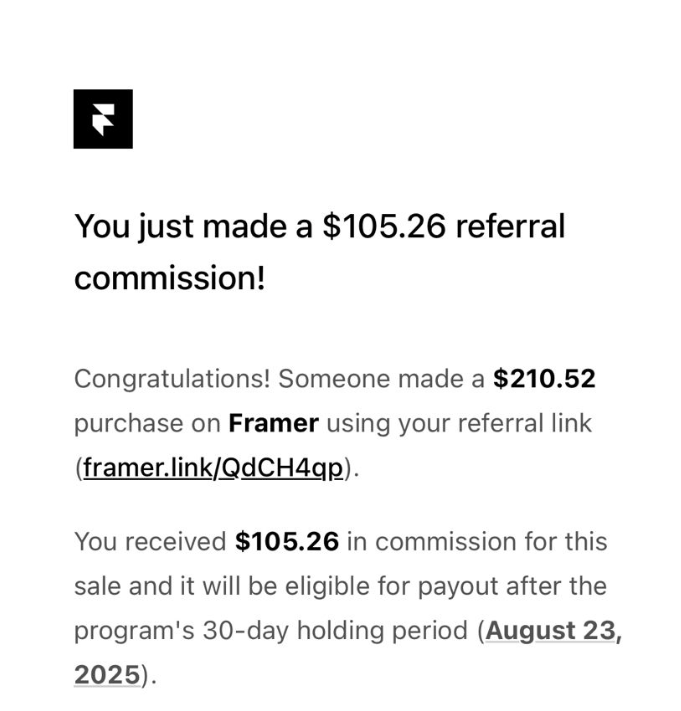 Just made a 210 dollar sale on framer on my evive template. 🥳
Thanks again to my framer guru <a href="/CristianMielu/">Cristian Mielu</a> 

Template Link: evive.framer.website
Remix for FREE link: framer.link/QdCH4qp