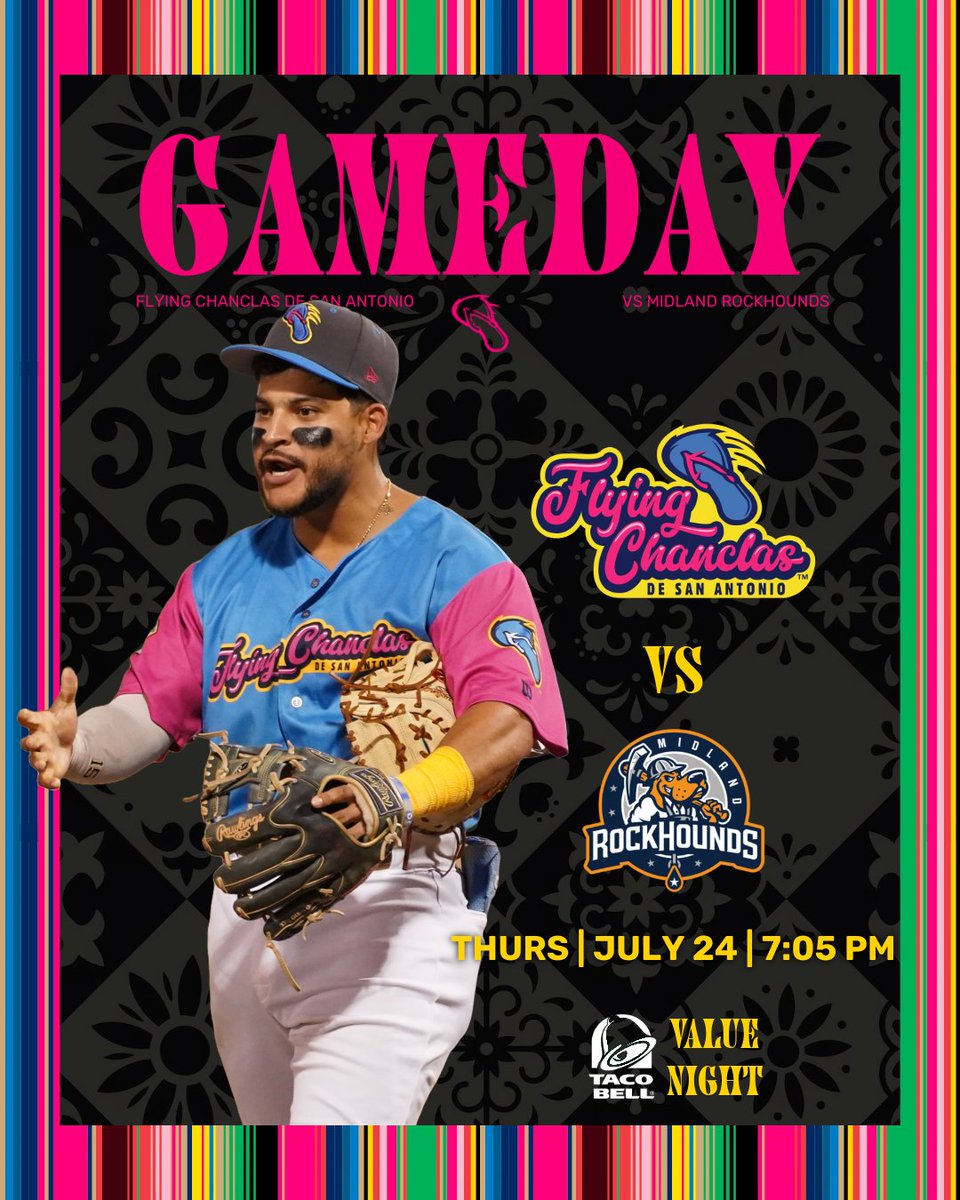 missionsmilb's tweet image. ¡Las Flying Chanclas de San Antonio estan en casa hoy! 🩴
🆚 @RockHounds
🕖7:05 PM
🌮 @tacobell Value Night
🎟️: bit.ly/3UqThki