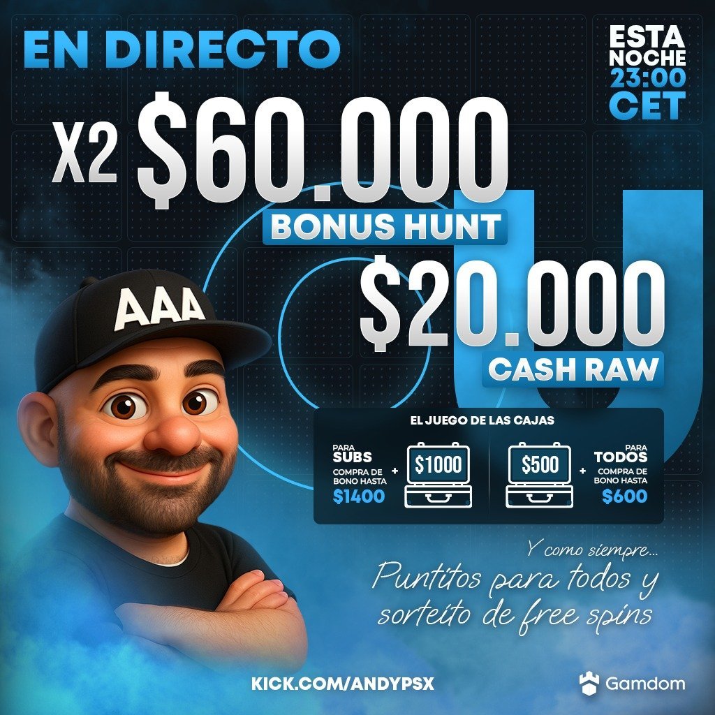 23:00 CEST STREAM !  kick.com/andypsx                                                                                                            

SORTEOS DIARIOS CON MAS DE 5000$  GARANTIZADOS EN PREMIOS TODAS LAS NOCHES !                                         

PARA
