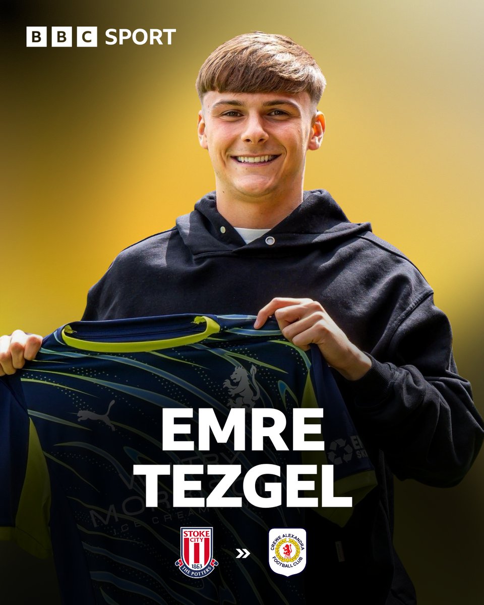 BBCStokeSport's tweet image. ➡️TEZGEL TO CREWE➡️
#CreweAlex sign Stoke City striker Emre Tezgel on a season long loan.
The 19 year old made 17 appearances for Stoke last season, scoring twice, and has spent time on loan at MK Dons in 2023/24
#SCFC | #BBCFootball