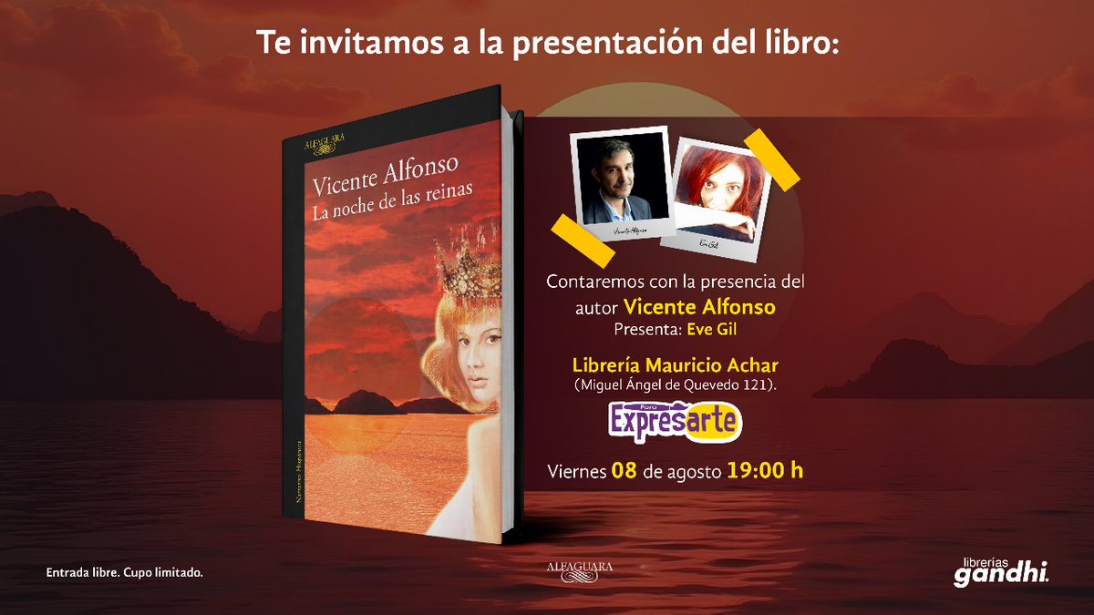 Amigos de la Cdmx, el viernes 8 de agosto presentaremos La noche de las reinas (Alfaguara, 2025) en el foro de Gandhi M.A. de Quevedo. Los comentarios correrán a cargo de nuestra queridísima y talentosísima Eve Gil. Vayan separando la fecha, porque habrá sorpresas.
<a href="/AlfaguaraMex/">Alfaguara Editorial</a>
