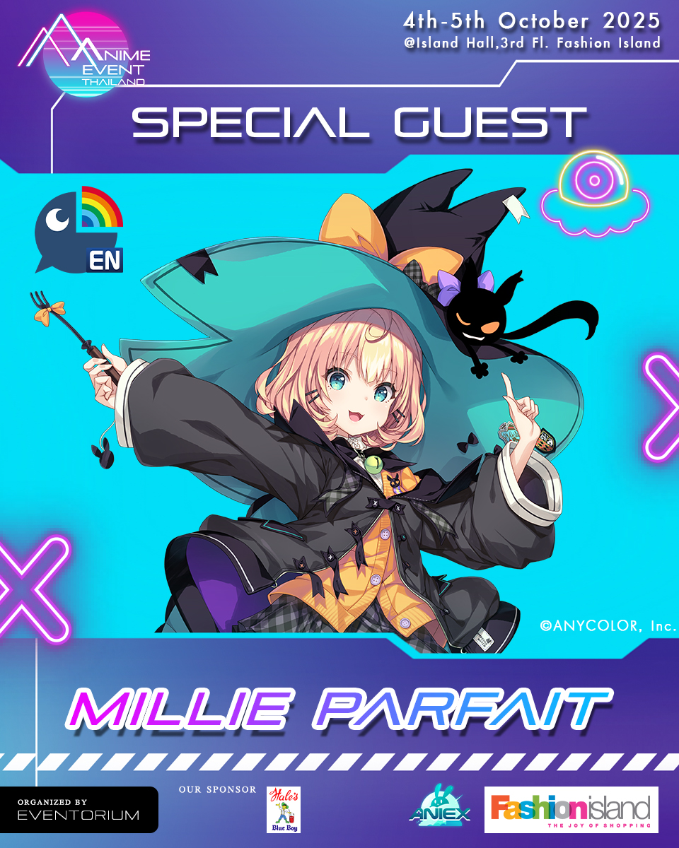 AniEx (@aniex_event) on Twitter photo Report from Parfaitian!
For all the dessert lovers, don’t miss out! Because <a href="/MillieParfait/">Millie Parfait 🪄 NIJISANJI EN</a> will be serving sweetness right here in Thailand 🍰
See you at Anime Event Thailand 5!
#MillieParfait #NIJISANJI_EN #AniEx #AET5 #Ethyria #FaMillie Report from Parfaitian!
For all the dessert lovers, don’t miss out! Because <a href="/MillieParfait/">Millie Parfait 🪄 NIJISANJI EN</a> will be serving sweetness right here in Thailand 🍰
See you at Anime Event Thailand 5!
#MillieParfait #NIJISANJI_EN #AniEx #AET5 #Ethyria #FaMillie