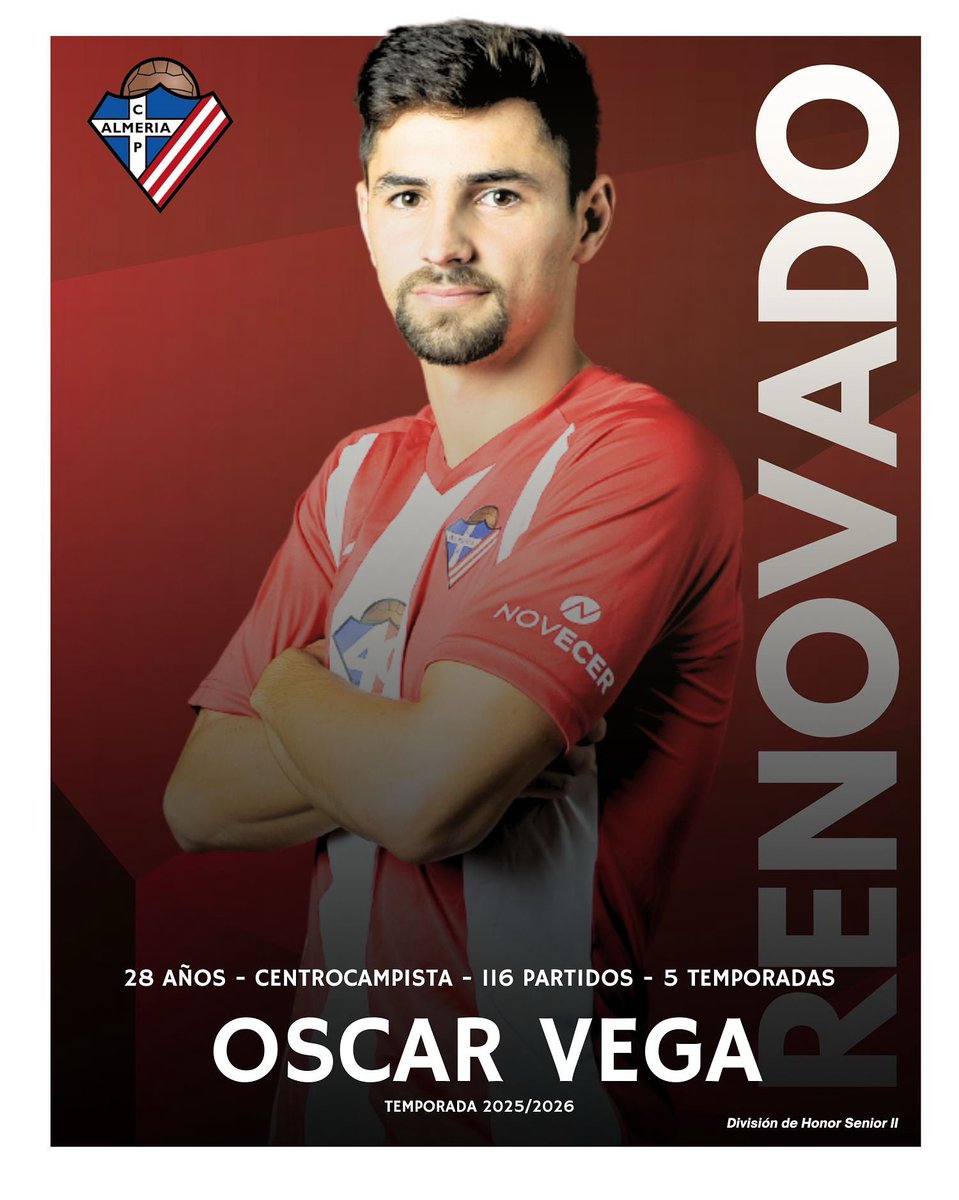 Renovacion | Temporada 2025/2026

<a href="/scarVegaDuran1/">Óscar Vega Durán</a> jugará su sexta temporada de rojiblanco. Su final de temporada ha sido muy buena, tras la grave lesión que tuvo.

¡Vamos Osquitar!🚀

#MushoPoli #DivisionHonor #Almeria #Futbol #ElOtroFutbol