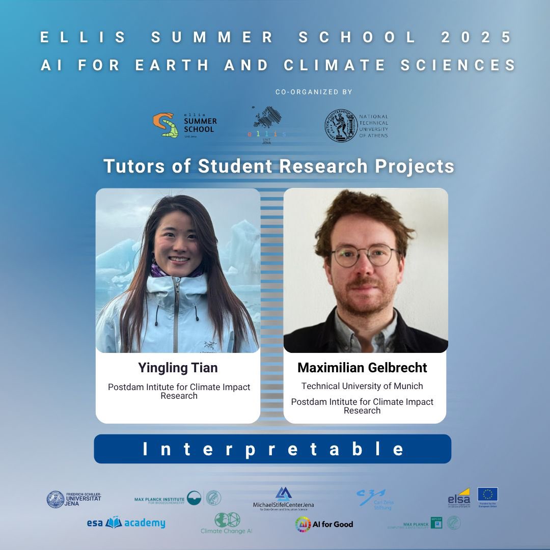 Ellis_Unit_Jena's tweet image. 🌍@ELLISforEurope Summer School Jena 2025 AI for Earth & Climate Sciences
Tutors: 12 of 20
📚Interpretable
🎓Maximilian Gelbrecht
🎓@yinglin_tian
@UniJena @MPI_BGC @StifelCenter @CZ_Stiftung @ClimateChangeAI @AIforGood @elsa_lighthouse @esa @maxplanckpress
tinyurl.com/63b4p62b