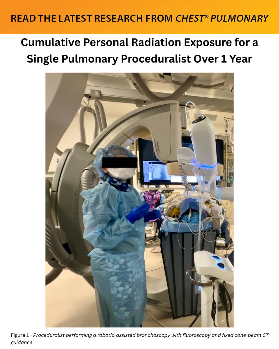journal_CHEST's tweet image. Cumulative Personal Radiation Exposure for a Single Pulmonary Proceduralist Over 1 Year
Read the thoracic oncology research letter in the June issue of #journal_CHESTPulm: hubs.la/Q03y81XH0
#MedEd #JournalCHEST