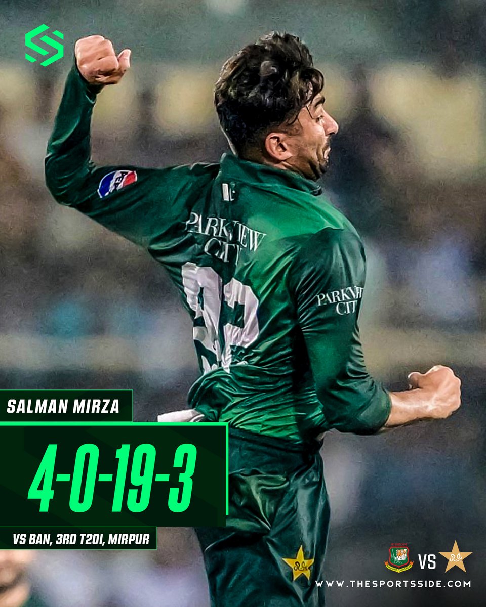 TheSportsSide1's tweet image. Salman Mirza turns up the heat in Dhaka, 3 wickets in a fiery spell!

A dream debut series for the left-armer, swing, seam, and stumps flying!
