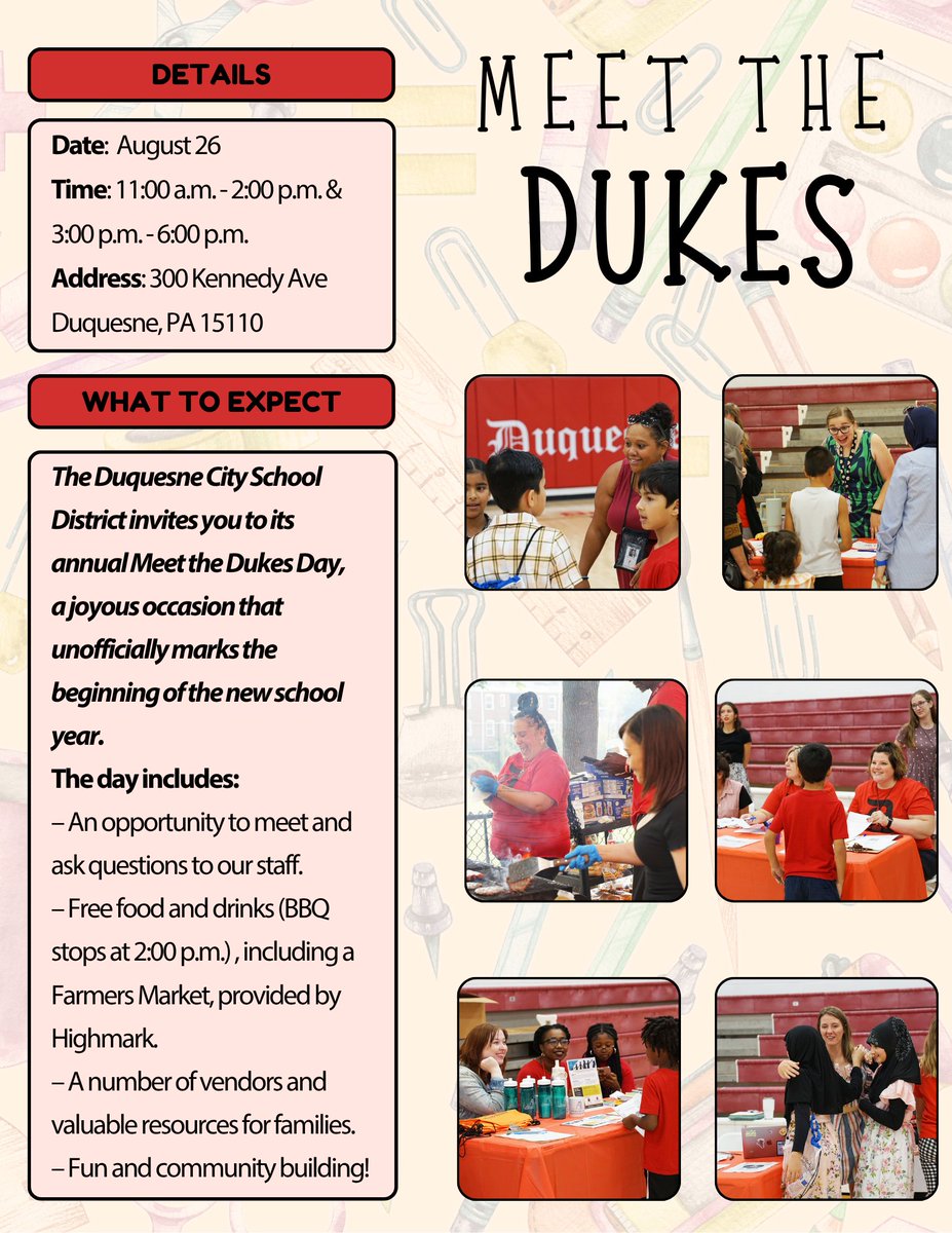 SAVE THE DATE: Our Meet the Dukes Day is happening on August 26. Come by for a chance to meet our staff, enjoy free food, and learn about valuable resources.  We hope to see you there!