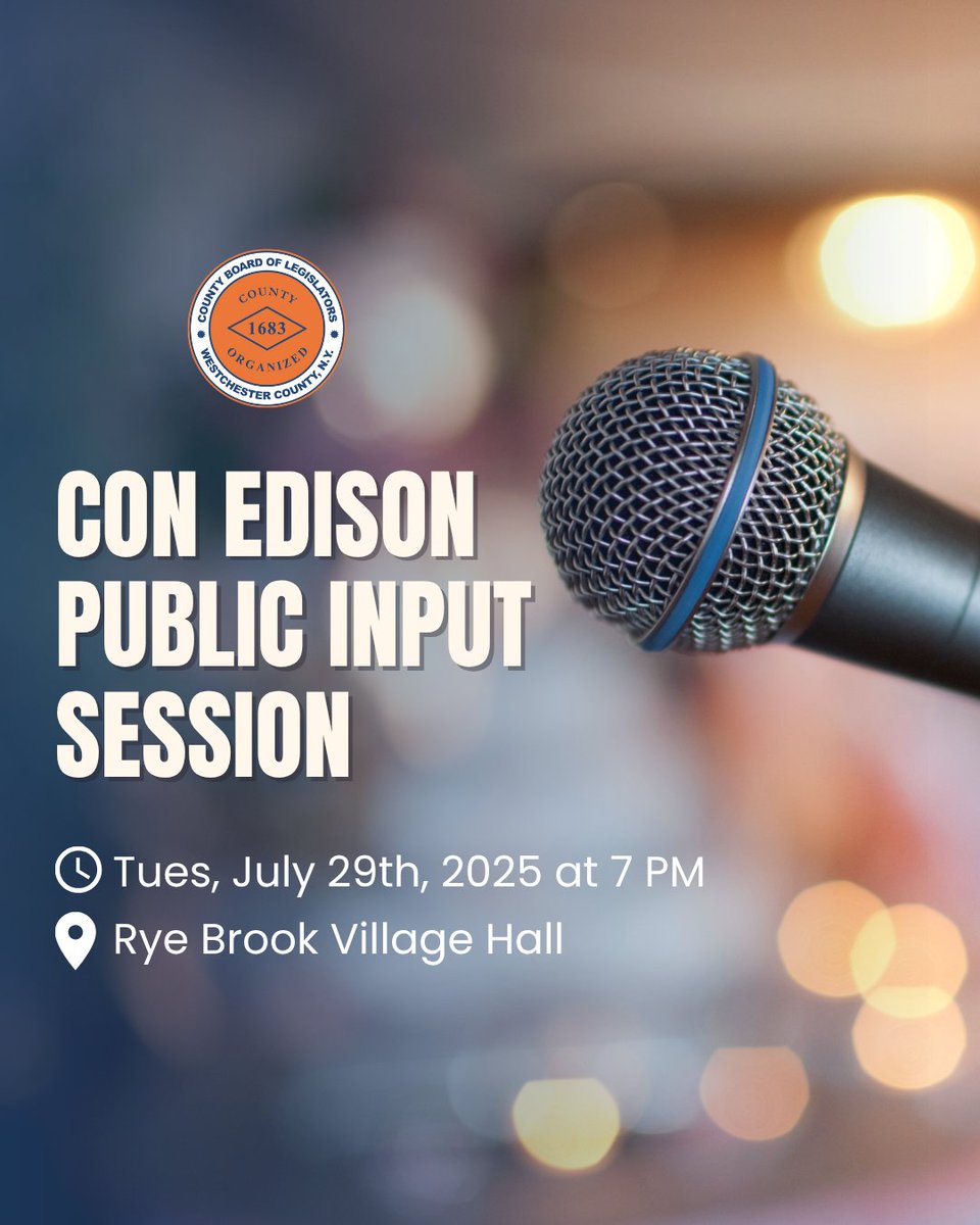 westchesterBOL's tweet image. Save the date to speak out on Con Ed’s proposed double-digit rate hikes.
Tuesday, July 29 at 7 PM
Rye Brook Village Hall, 938 King Street
Let’s stand together against these unfair increases.
westchesterlegislators.com/latest-news/34…