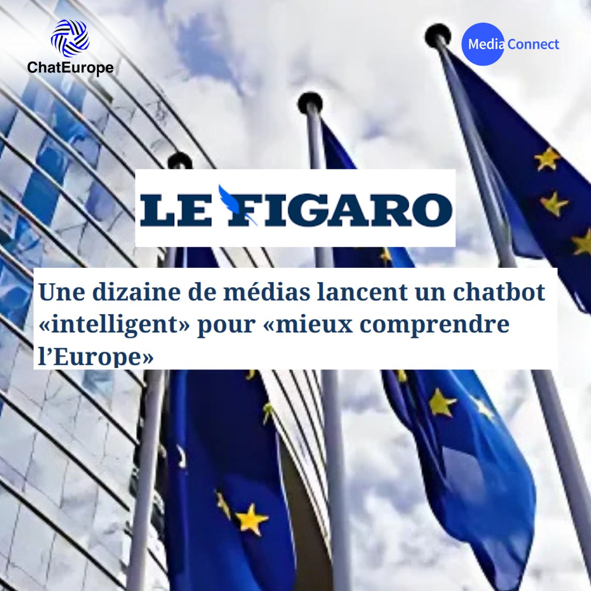 MediaConnectMC's tweet image. 🚨 40 titres de presse en parlent ! @ChatEurope c&apos;est le nouveau chatbot pour suivre l&apos;actualité européenne.

Avec @newsaktuell, MediaConnect assure la communication du projet.

🎯 Objectif ? Aider à mieux comprendre l’Europe, son fonctionnement, ses décisions et leur impact.