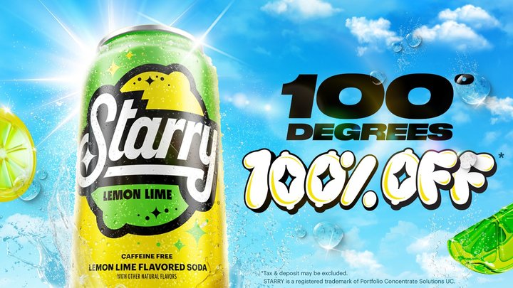 Starry launches '100 Degrees, 100% Off' campaign for National Refreshment Day ow.ly/s4BG106gNEU