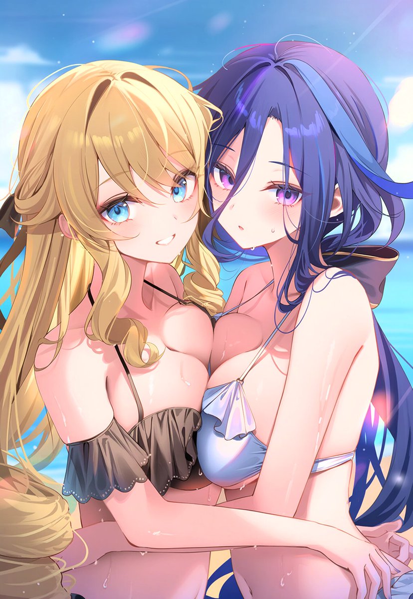 yuusha12345's tweet image. 水着ナヴィア＆クロリンデ
#原神