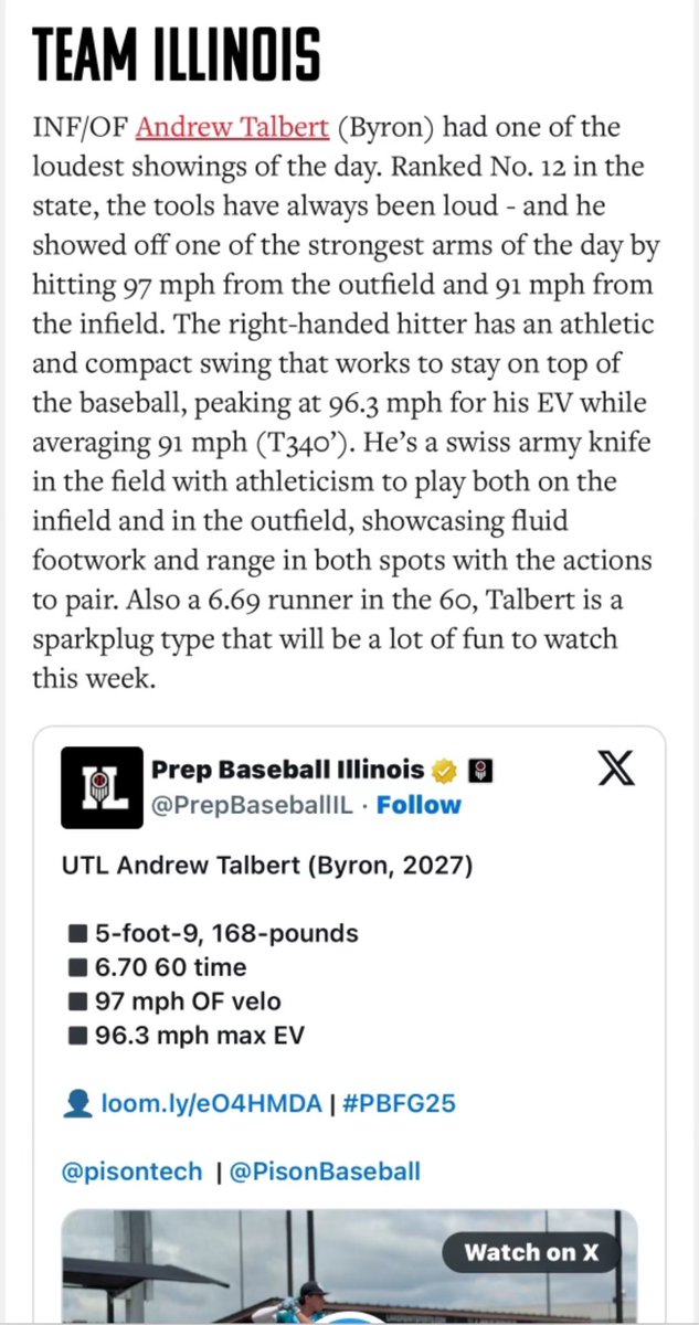Andrew Talbert (@andrewtalbert27) on Twitter photo Thank you <a href="/PrepBaseballIL/">Prep Baseball Illinois</a> for the write up! Excited for Game 1 tonight at 8:30 pm. #teamillinois
.
<a href="/prepbaseball/">Prep Baseball</a> <a href="/pbtscouting/">Prep Baseball Scouting</a> <a href="/ShooterHunt/">Shooter Hunt</a> <a href="/DrewLocascio/">Drew Locascio</a> <a href="/TyDeffy/">Tyler Defibaugh</a> <a href="/gavinsmith_23/">Gavin Smith</a> <a href="/Mustangs_Bennie/">IN Mustangs-BennieBoys National</a> Thank you <a href="/PrepBaseballIL/">Prep Baseball Illinois</a> for the write up! Excited for Game 1 tonight at 8:30 pm. #teamillinois
.
<a href="/prepbaseball/">Prep Baseball</a> <a href="/pbtscouting/">Prep Baseball Scouting</a> <a href="/ShooterHunt/">Shooter Hunt</a> <a href="/DrewLocascio/">Drew Locascio</a> <a href="/TyDeffy/">Tyler Defibaugh</a> <a href="/gavinsmith_23/">Gavin Smith</a> <a href="/Mustangs_Bennie/">IN Mustangs-BennieBoys National</a>