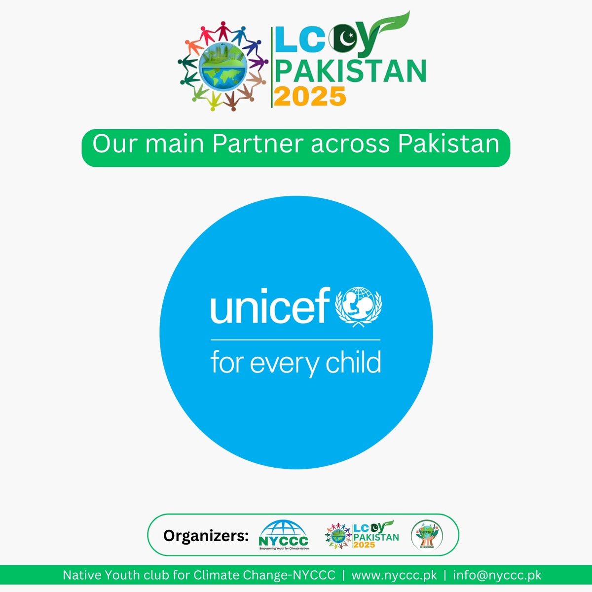 NYCCC Pakistan (@nyccc_pk) on Twitter photo We are proud to share that <a href="/UNICEF_Pakistan/">UNICEF Pakistan</a> will be joining us as the Main Partner for LCOY Pakistan 2025 across the country!
This collaboration marks a significant milestone in our shared mission to empower youth, promote climate education, and amplify youth voices in climate We are proud to share that <a href="/UNICEF_Pakistan/">UNICEF Pakistan</a> will be joining us as the Main Partner for LCOY Pakistan 2025 across the country!
This collaboration marks a significant milestone in our shared mission to empower youth, promote climate education, and amplify youth voices in climate