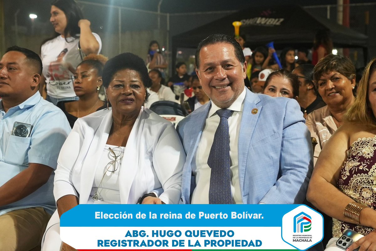 El Abg. Hugo Quevedo Madero, Registrador Municipal de la Propiedad del cantón Machala, tuvo el honor de asistir al evento de elección y coronación de la Reina de Puerto Bolívar.
¡Viva Puerto Bolívar!

#RegistroMunicipalDeLaPropiedadDeMachala #HugoQuevedoMadero