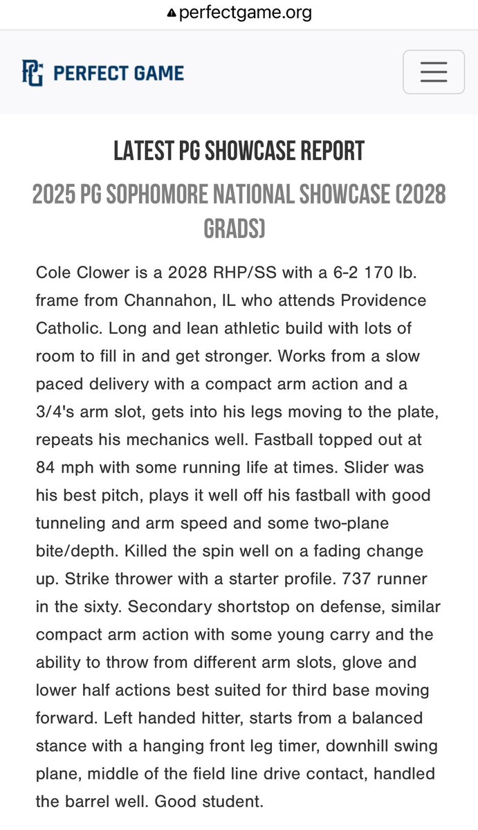 Cole Clower (@coleclower2028) on Twitter photo Thank you Perfect game for the write up for National Soph Showcase! <a href="/PG_Illinois/">Perfect Game Illinois</a> <a href="/PerfectGameUSA/">Perfect Game USA</a> Thank you Perfect game for the write up for National Soph Showcase! <a href="/PG_Illinois/">Perfect Game Illinois</a> <a href="/PerfectGameUSA/">Perfect Game USA</a>