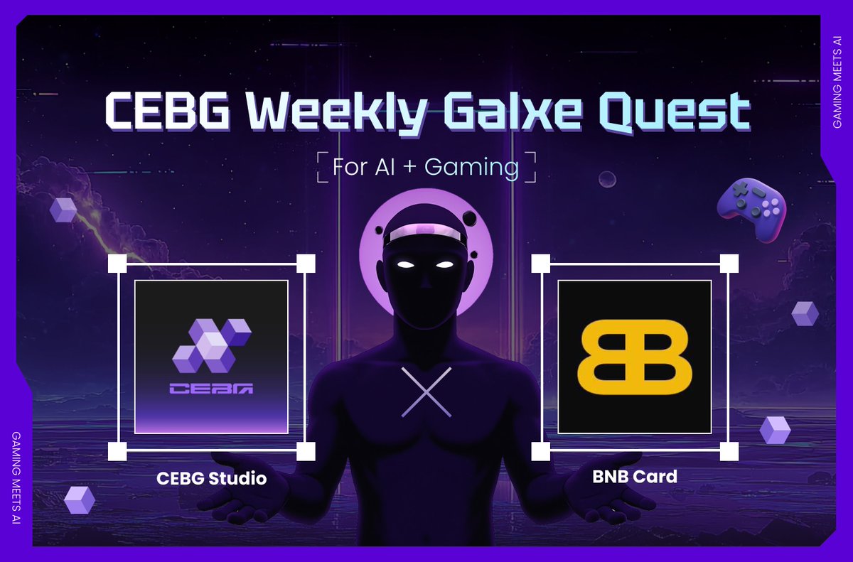 CEBG Studio Weekly Quest 3 is LIVE 🛠
This week, we team up with <a href="/BuildBNBCard/">CARD</a> — the on-chain badge of honor for BNB Chain’s most loyal and visionary builders.

👉 Claim your quest now on Galxe: app.galxe.com/quest/CounterF…

📣 Complete the quest, win USDT directly, and wear your