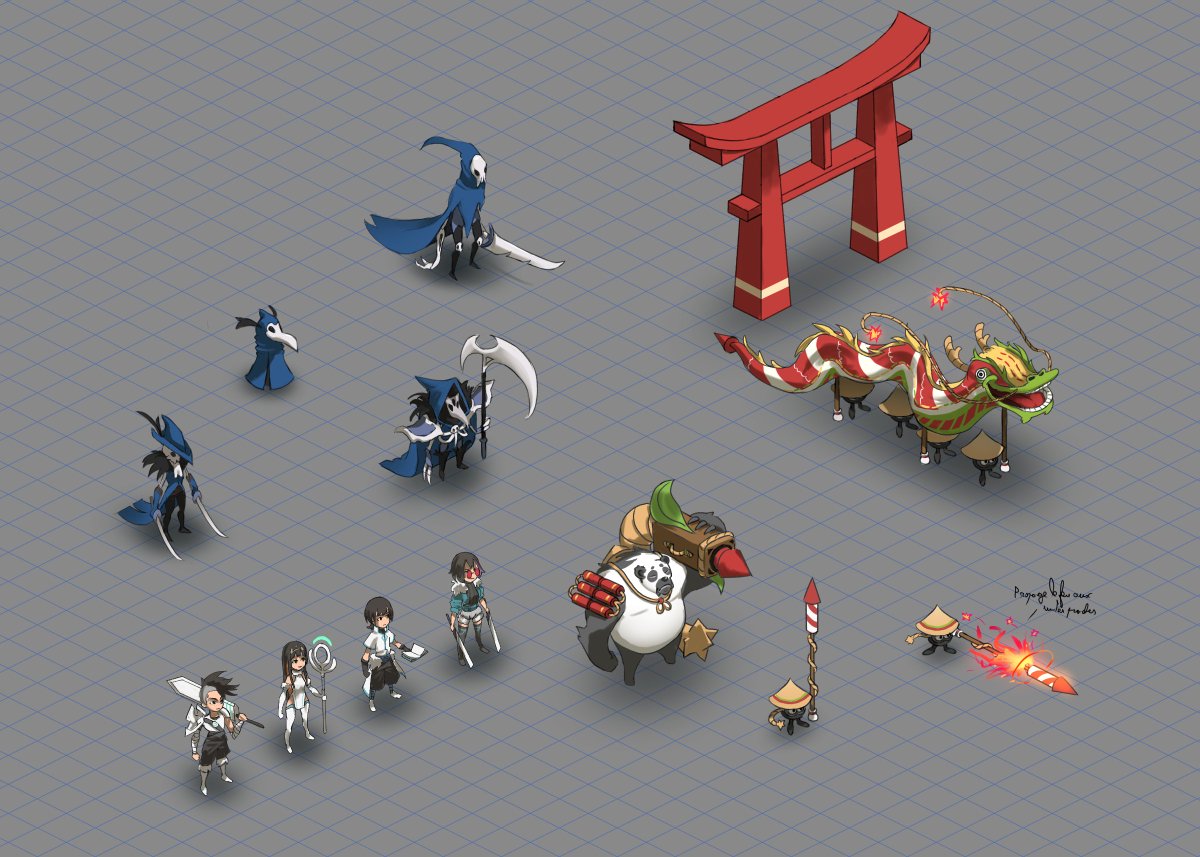 Ushien_art's tweet image. Isometric character designs