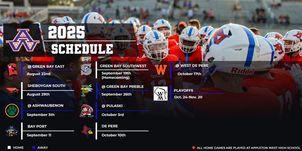Here is your Appleton West Schedule for 2025! 

#WeAreWest