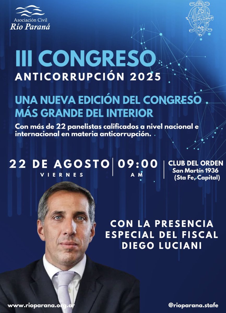 <a href="/El_Cisne_Negro1/">CISNE NEGRO</a> <a href="/PatoBullrich/">Patricia Bullrich</a> <a href="/JMilei/">Javier Milei</a> <a href="/luispetri/">Luis Petri</a> <a href="/FichaLimpia/">Ficha Limpia</a> <a href="/LLibertadAvanza/">La Libertad Avanza</a> Es bien importante que sigamos promoviendo y apoyando (a quienes las impulsan) esta clase de iniciativas contra la corrupción desde la sociedad civil, <a href="/El_Cisne_Negro1/">CISNE NEGRO</a>. 
He sido justamente invitado para exponer en el III Congreso Nacional Anticorrupción.
Hablaré de #WhistleBlower