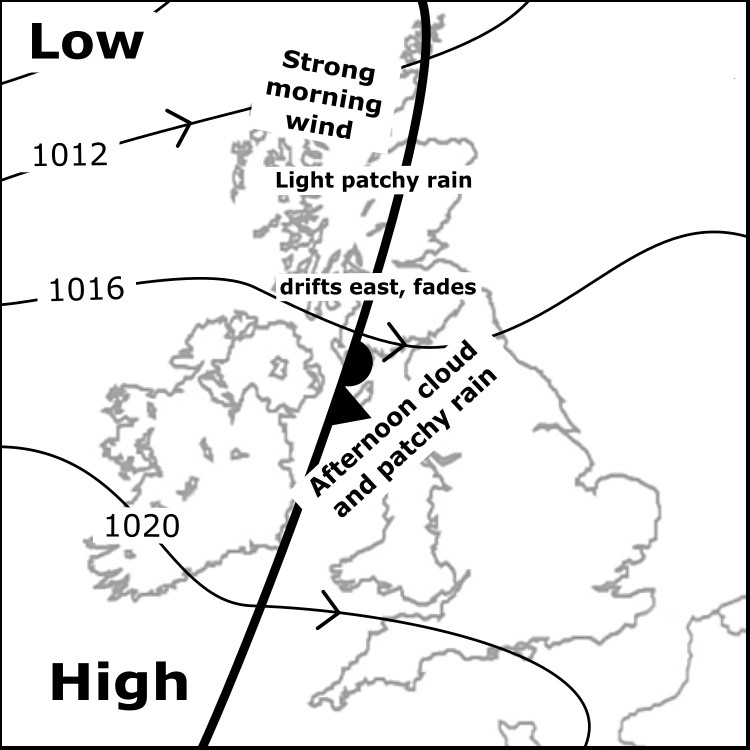 the_MWIS's tweet image. Fri 25/7: Cloud and patchy rain in W Scotland clears east, easing; far E Scotland substantially dry and clear. Patchy cloud over English and Welsh summits in the morning, deteriorating with patchy rain through afternoon. E Wales and S Pennines substantially dry and free of cloud.