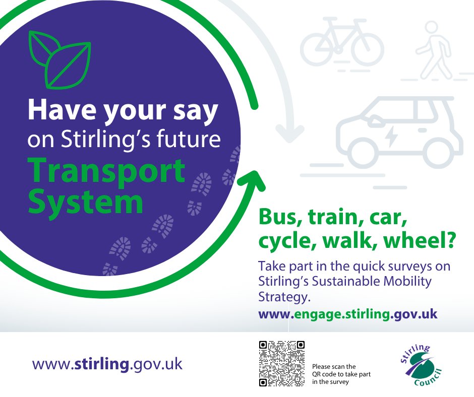 StirlingCouncil's tweet image. ⌛️💬 There's now less than a week left to have your say on Stirling's future transport system, with the online surveys closing at midnight on Wednesday 30 July.
More than 920 people have already provided feedback - don't miss this opportunity to share your views on this…