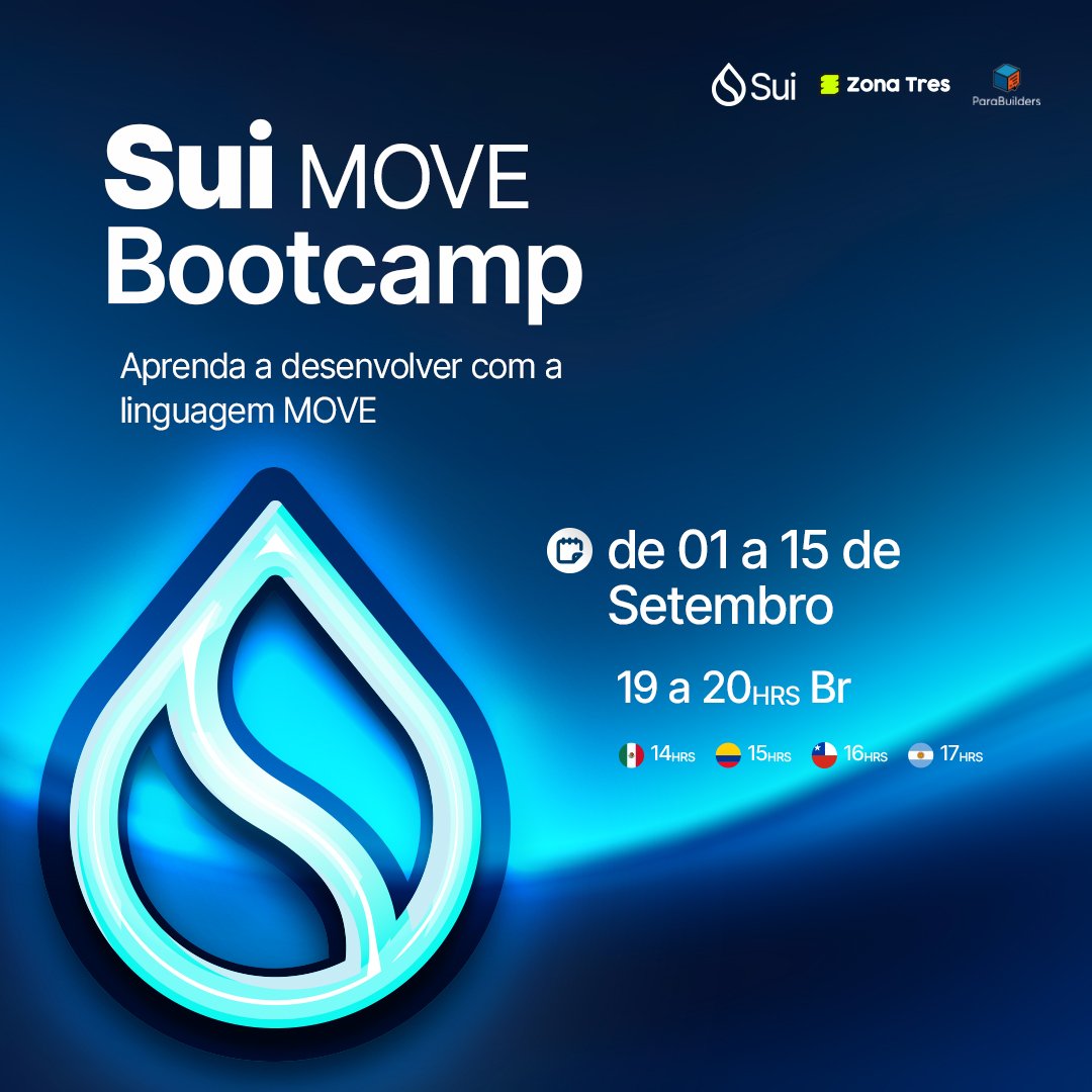 SuiNetworkBr's tweet image. BOOTCAMP SUI BRASIL
100% ONLINE E GRATUITO!
Sua oportunidade de virar Desenvolvedor Blockchain, do iniciante ao intermediário.
Aprenda a linguagem MOVE, mesma utilizada dentro da Sui!
Duração: 1 a 15 de setembro.
Via Zoom: Inscrição & Informações: lu.ma/nl3fys63