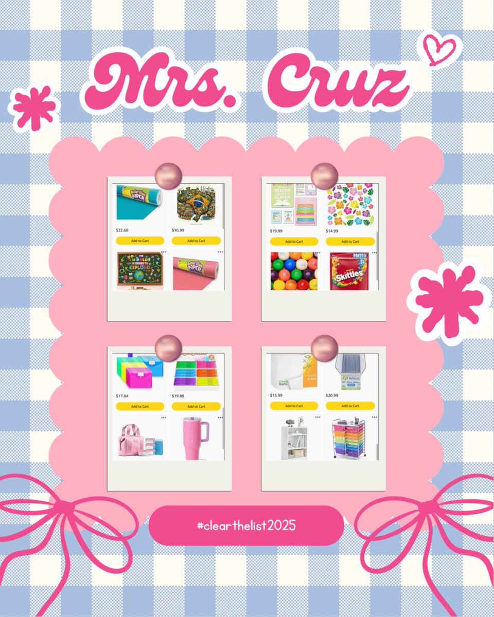 mrscruzzz's tweet image. Good morning!☀️
Hi, I’m Clarissa!👋
📖 4th grade Reading
🏫 Title 1 school in South TX.
💕 Starting yr 6
I still have 2️⃣1️⃣ items left on my classroom wishlist. I’d be so grateful for any movement today. Even a share goes a long way.
THANK YOU!🩵
amazon.com/hz/wishlist/ls…