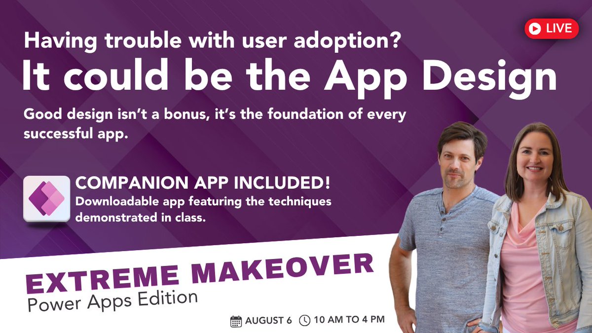 PowerApps911- Power Platform Consulting & Training (@powerapps911) on Twitter photo Unlock the secrets to designing sleek, user-friendly #PowerApps that people will love to use! This course covers everything from eye-catching visuals to intuitive navigation, perfect for anyone ready to make their apps stand out.
Learn More: ow.ly/RzwO50WuMxX Unlock the secrets to designing sleek, user-friendly #PowerApps that people will love to use! This course covers everything from eye-catching visuals to intuitive navigation, perfect for anyone ready to make their apps stand out.
Learn More: ow.ly/RzwO50WuMxX