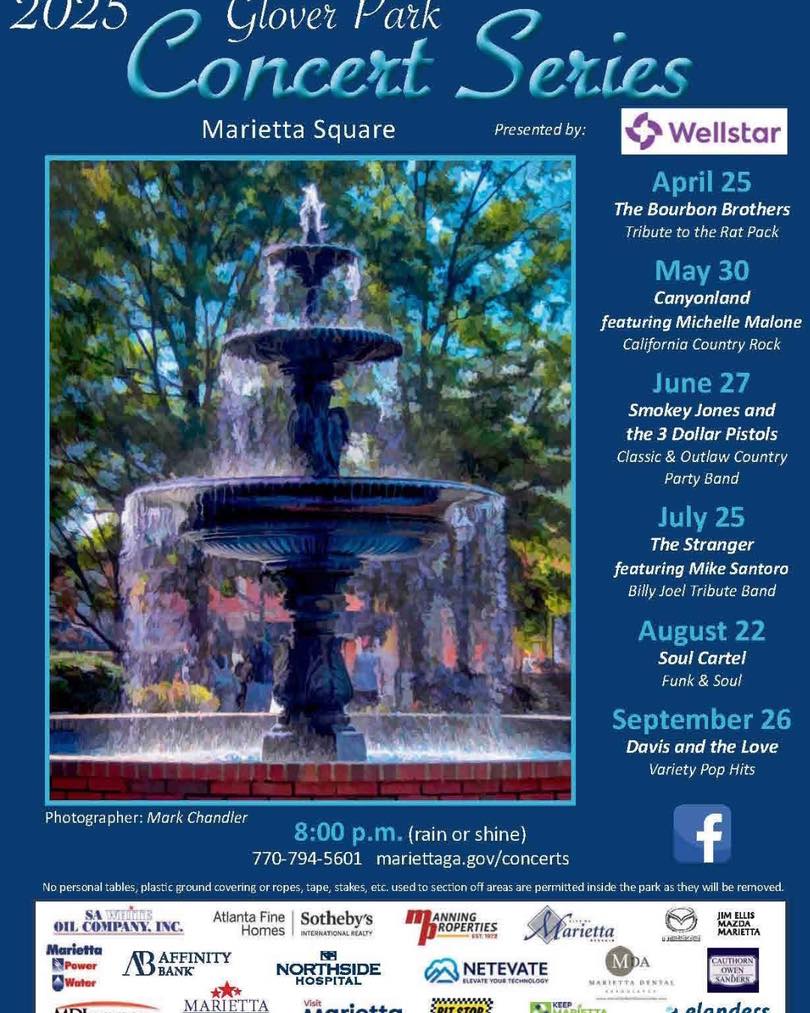 LisaSteeleRE's tweet image. On 7/25, relive the best of Billy Joel with The Stranger featuring Mike Santoro for this month's edition of the 2025 Glover Park Concert Series in the Marietta Square!🎵

📷Marietta Parks &amp;amp; Recreation 
#marietta #mariettasquare #livemusic #tributeband #billyjoel #billyjoeltribute